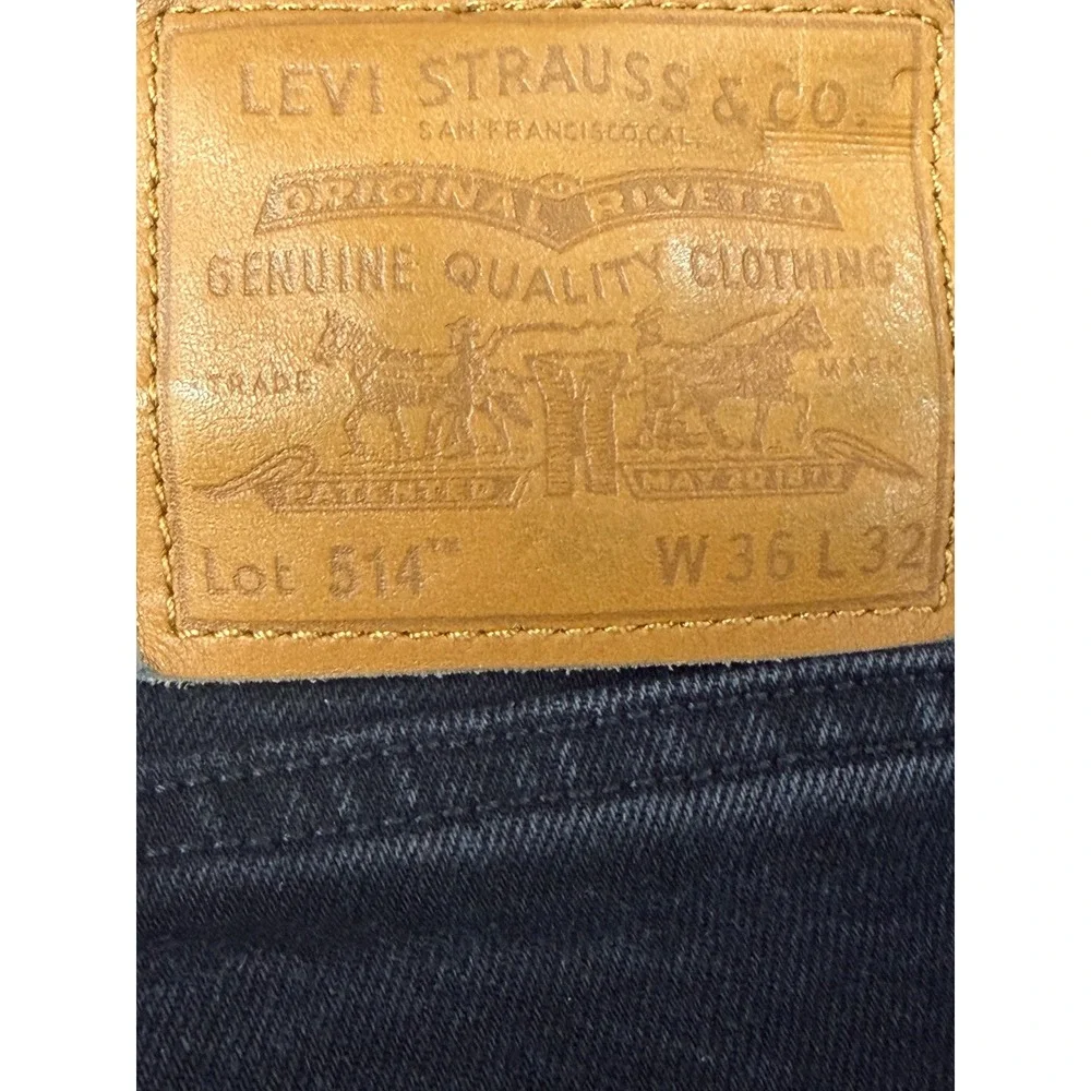 Levis 514 Large E Straight Fit Mens 36x32 Black Denim Jeans (CC8)